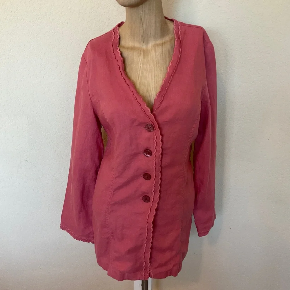 J. Jill NWT Aster Pink Linen Coastal Coatigan Jacket Duster Cardigan Lightweight - Picture 2 of 16